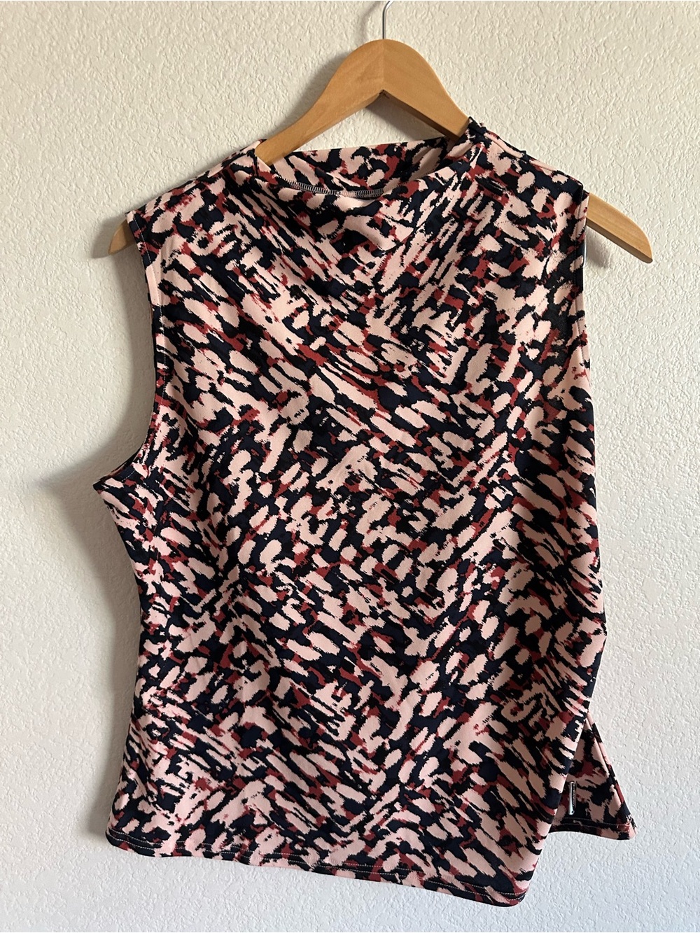 Calvin Klein Pink, Navy  and Rust Abstract Print Top